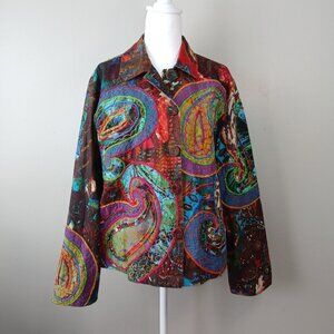 RONNIE SALLOWAY VINTAGE Y2K PATCHWORK 3D TEXTURED JACKET, BOHO,  LARGE